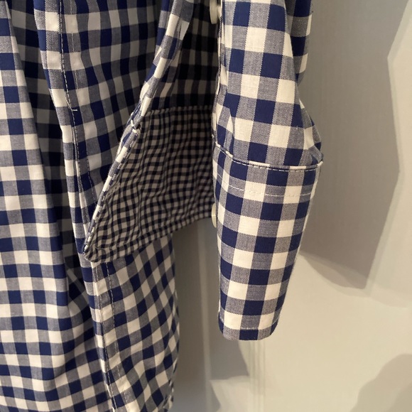 Navy and white gingham Chaps button down top - Picture 3 of 6